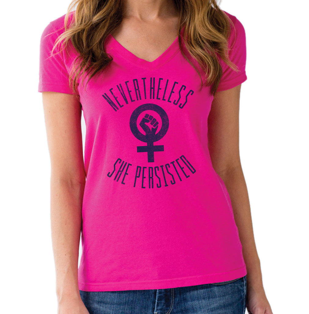 Women's Nevertheless She Persisted Vneck T-Shirt - Elizabeth Warren