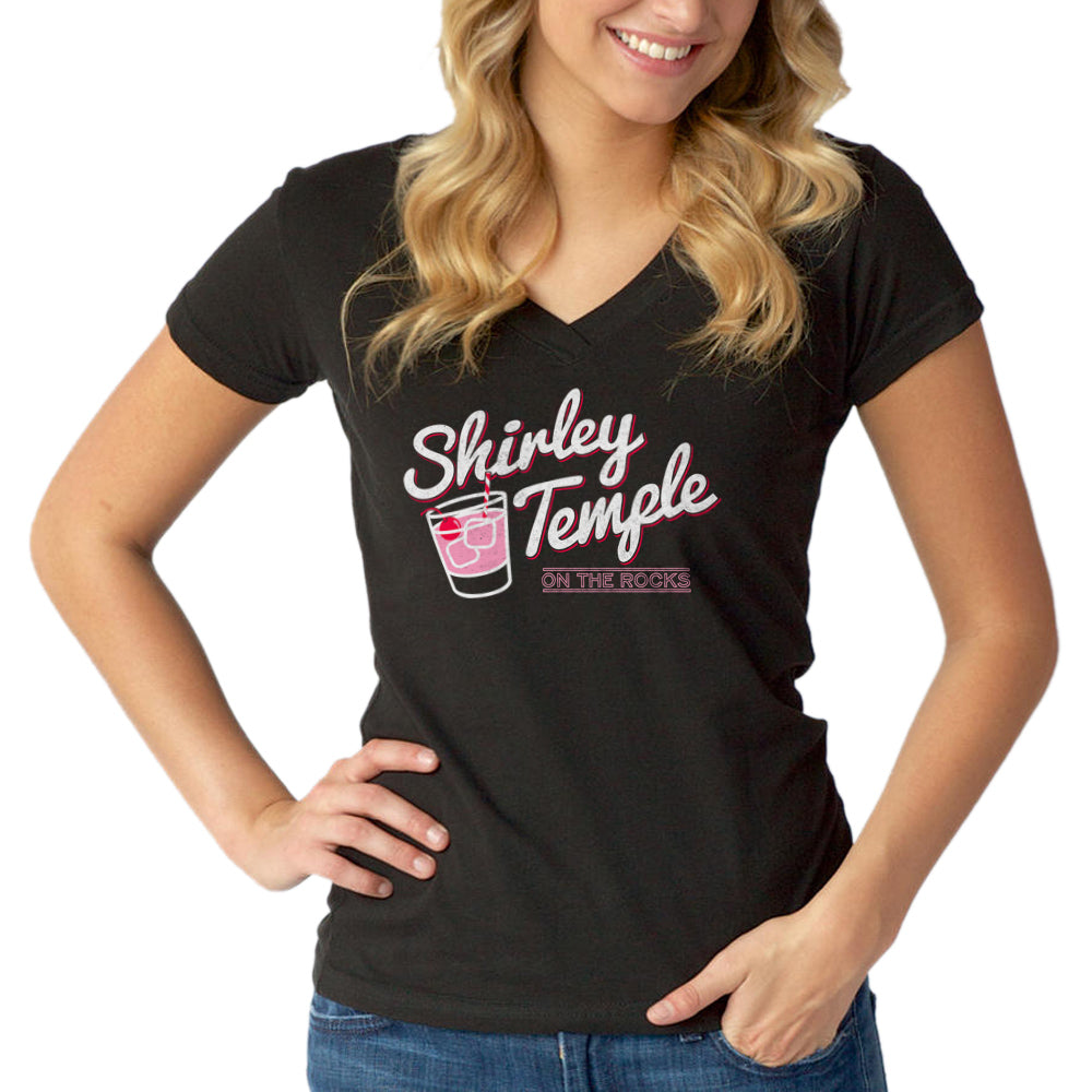 Women's Shirley Temple On The Rocks Vneck T-Shirt