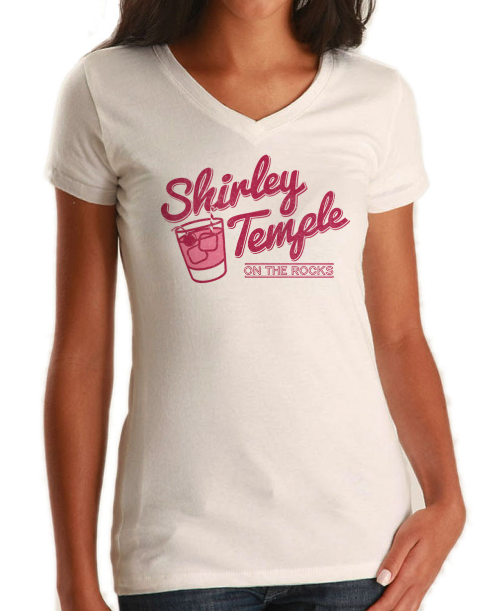 Women's Shirley Temple On The Rocks Vneck T-Shirt