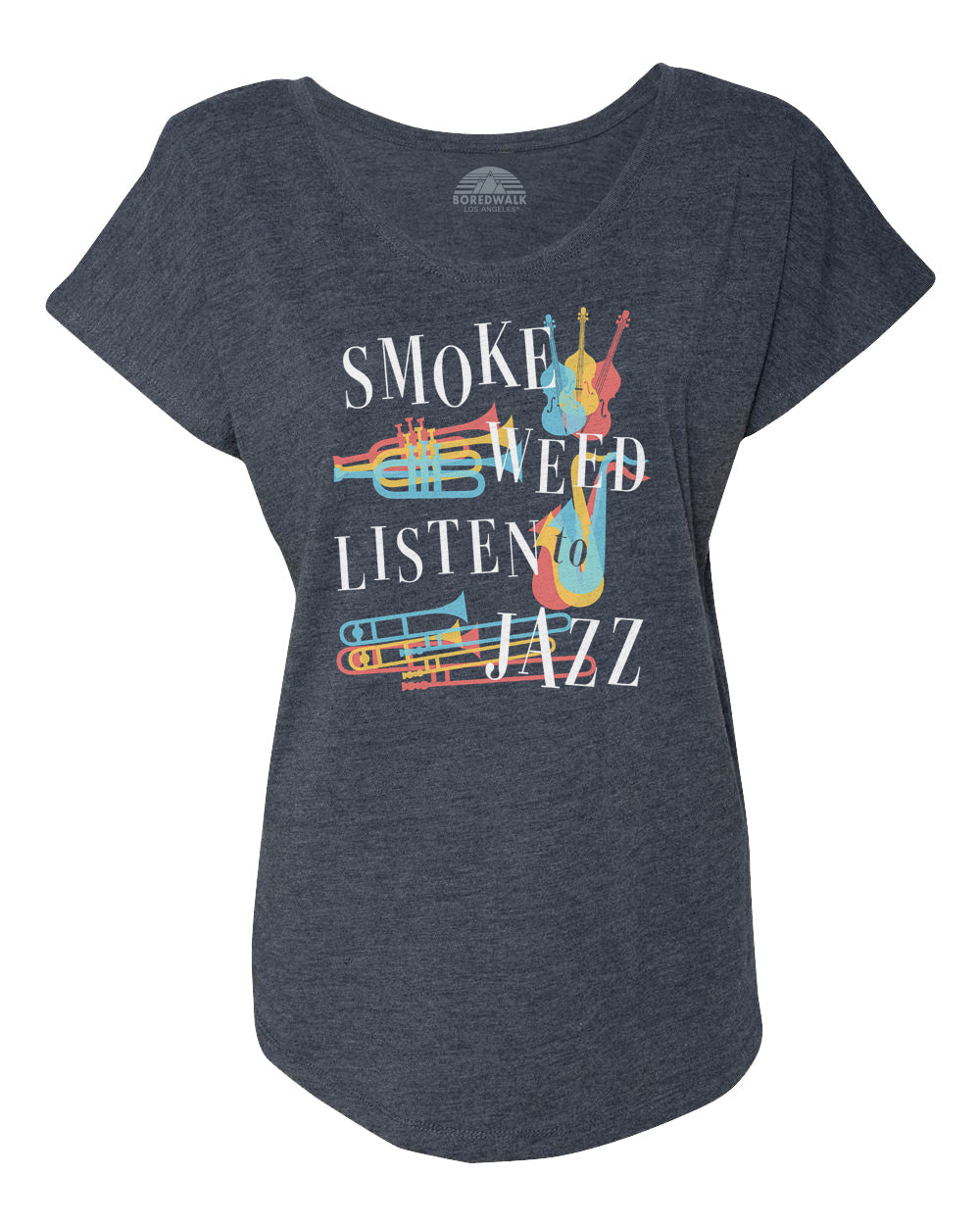 Women's Smoke Weed Listen to Jazz Scoop Neck T-Shirt