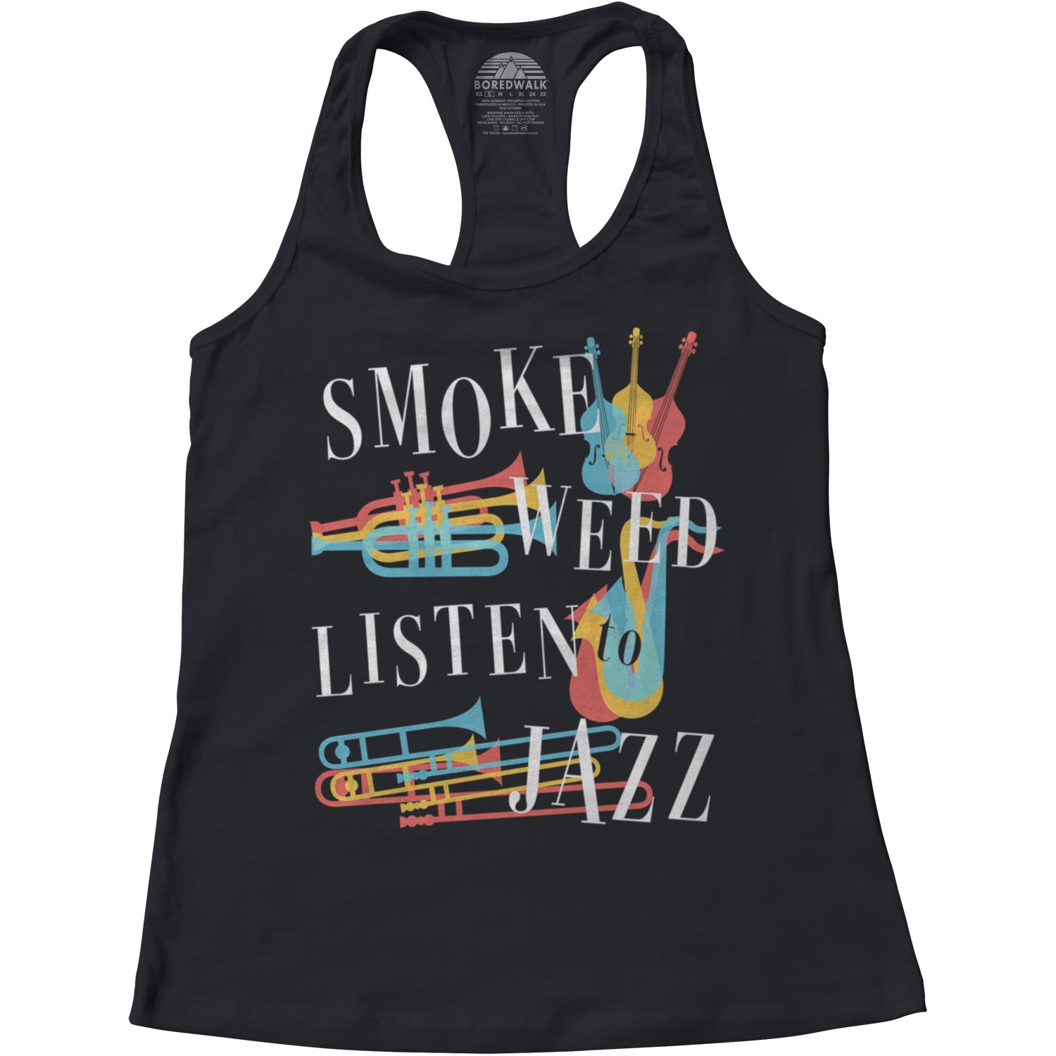 Women's Smoke Weed Listen to Jazz Racerback Tank Top
