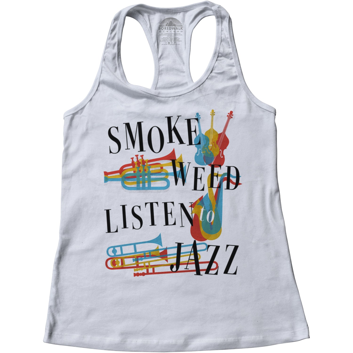 Women's Smoke Weed Listen to Jazz Racerback Tank Top