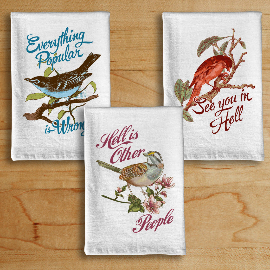 Snarky Birds Dish Towels - Set of 3