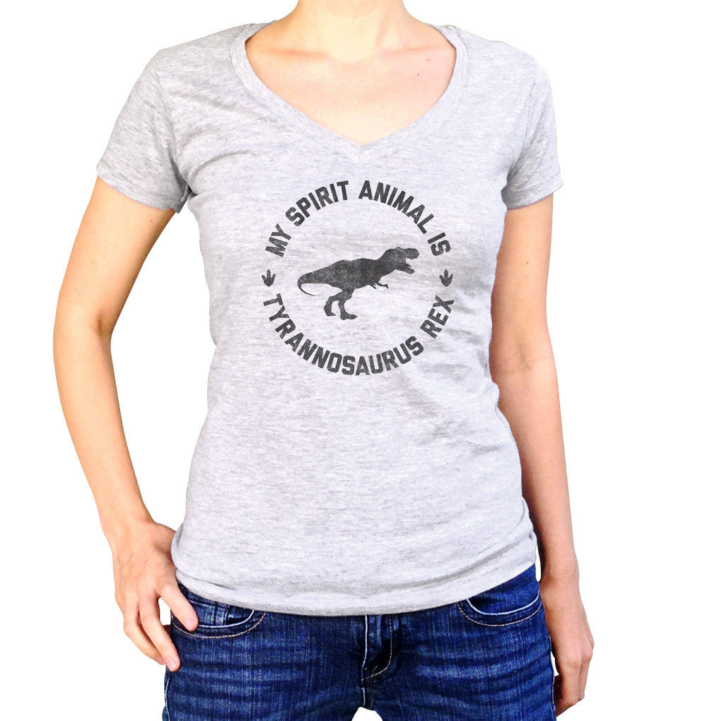 Women's My Spirit Animal is T-Rex Vneck T-Shirt