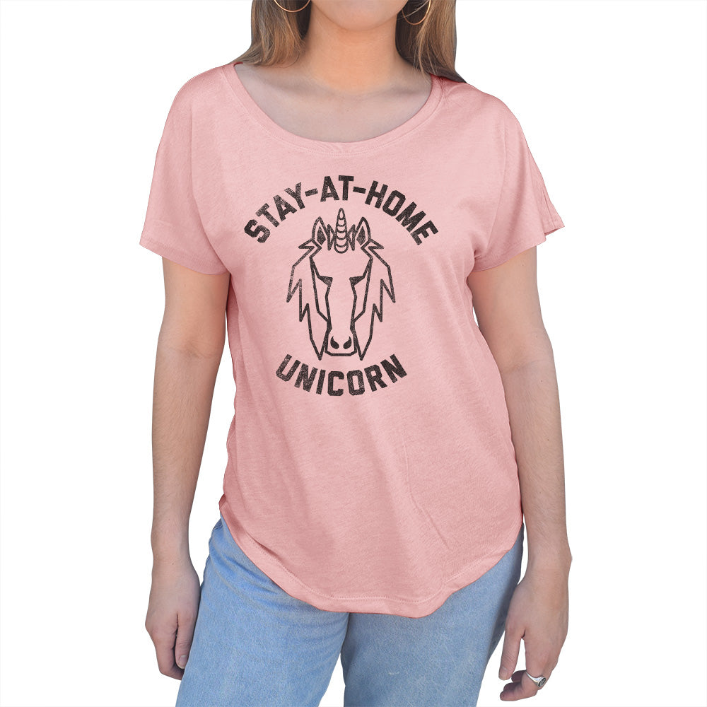 Women's Stay at Home Unicorn Scoop Neck T-Shirt
