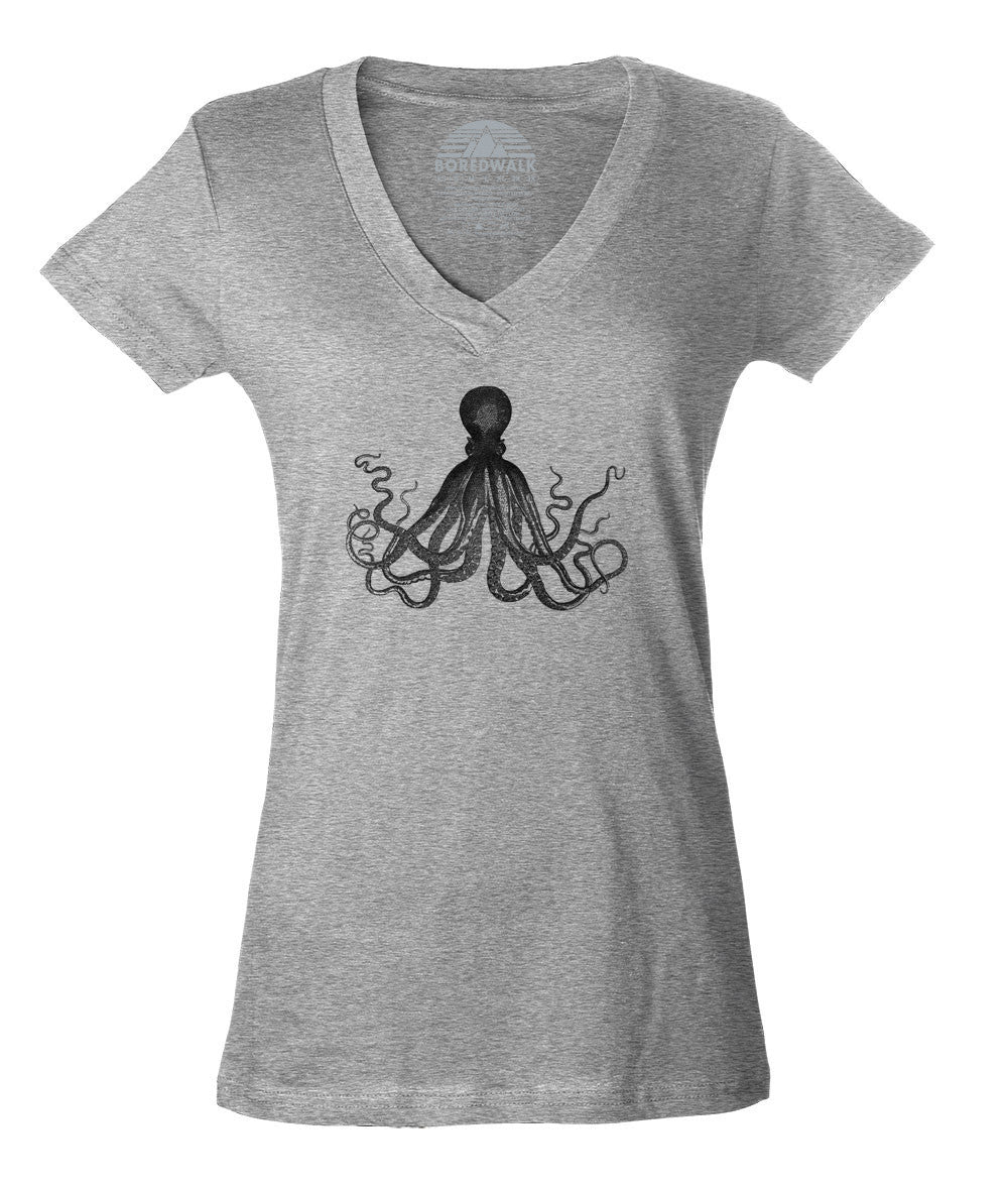 Women's Steampunk Octopus Vneck T-Shirt
