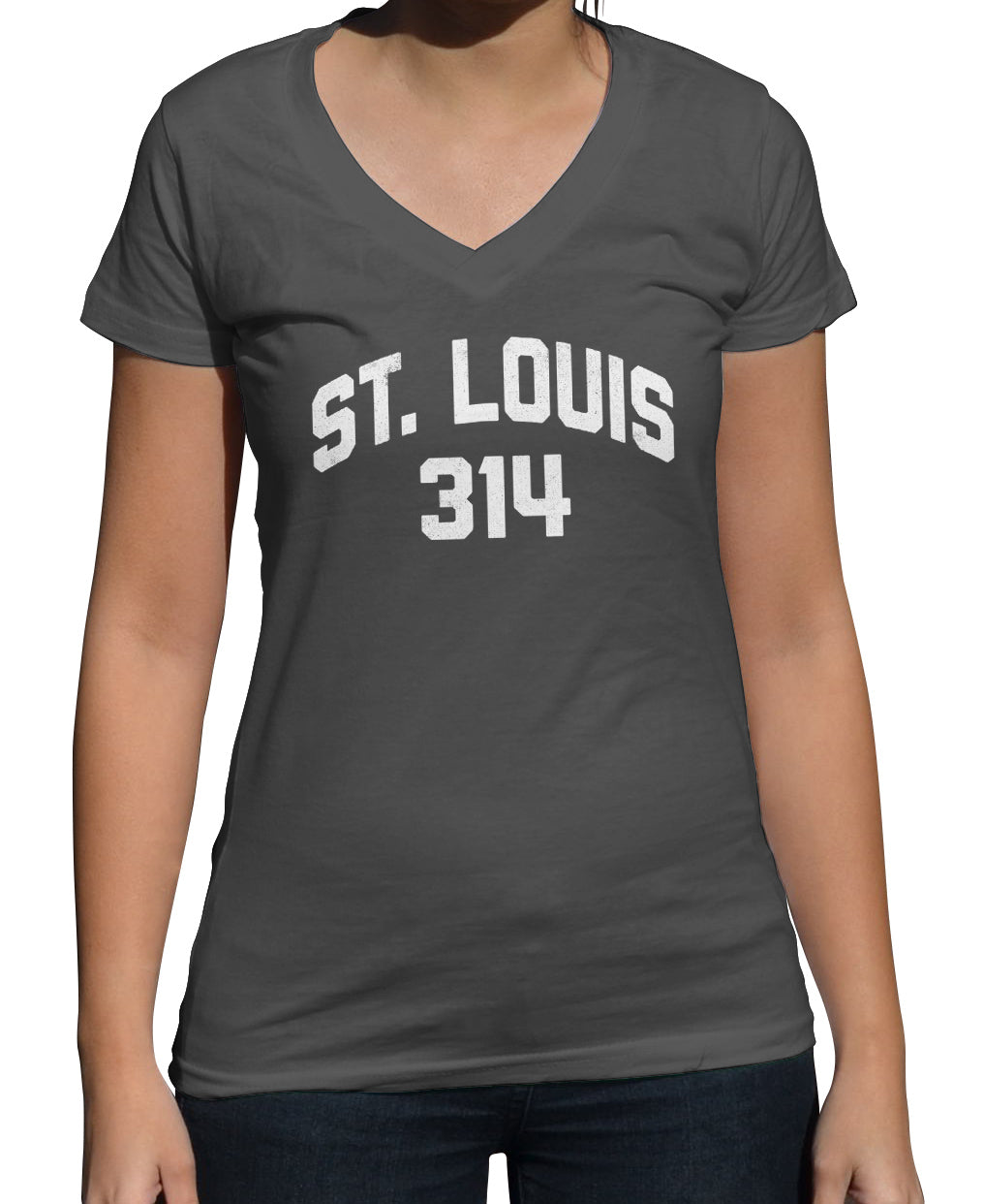 Women's St Louis 314 Area Code Vneck T-Shirt