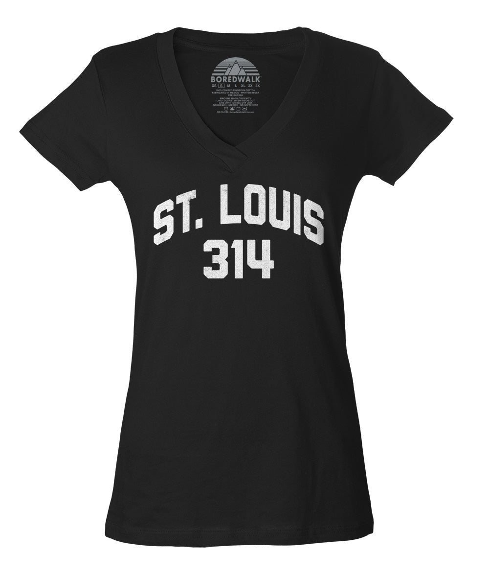 Women's St Louis 314 Area Code Vneck T-Shirt - Boredwalk