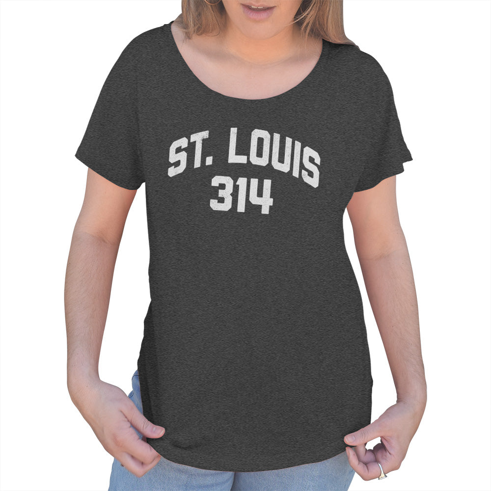 BoredWalk Women's St Louis 314 Area Code T-Shirt, Large / Heather