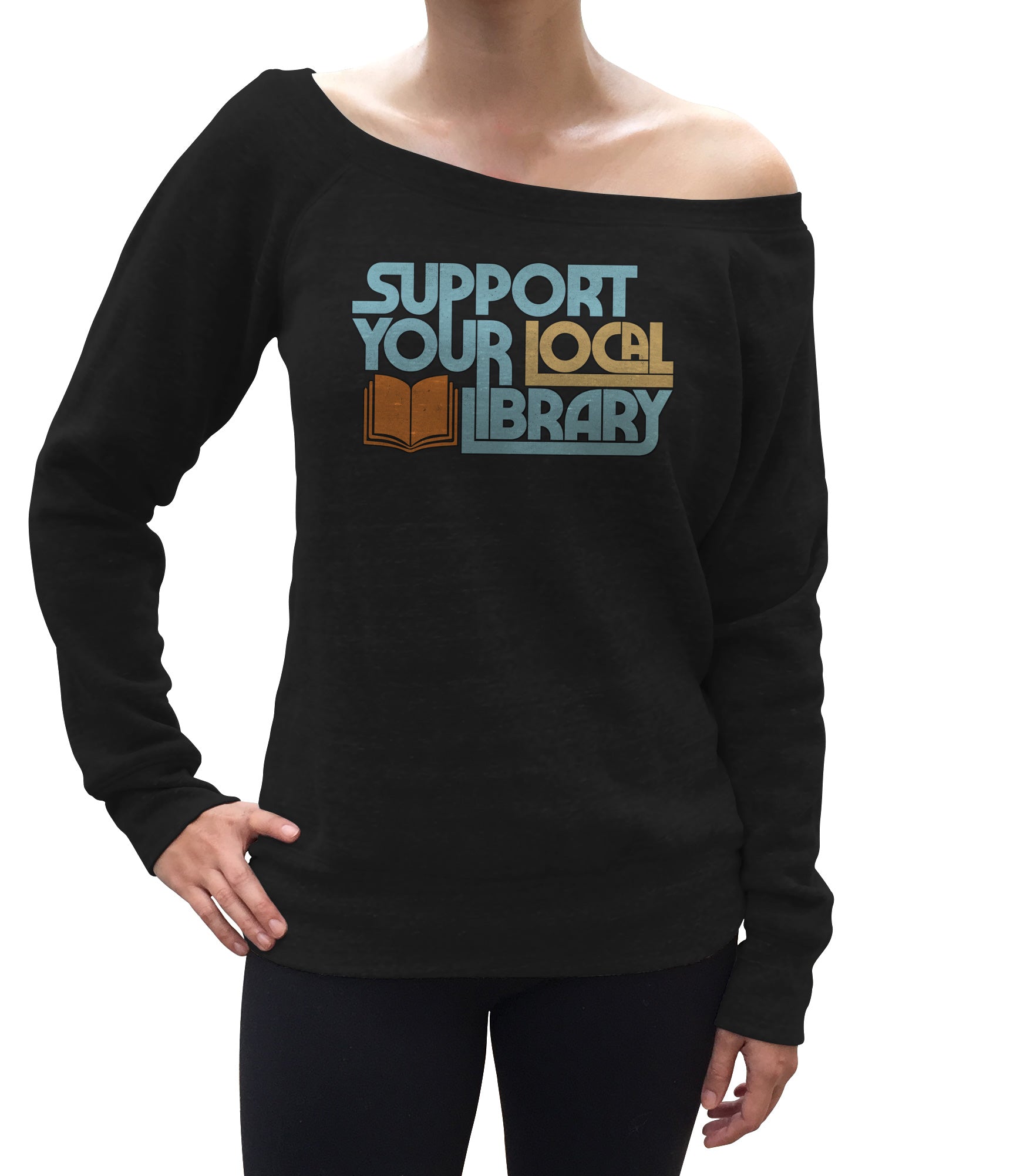 Women's Support Your Local Library Scoop Neck Fleece