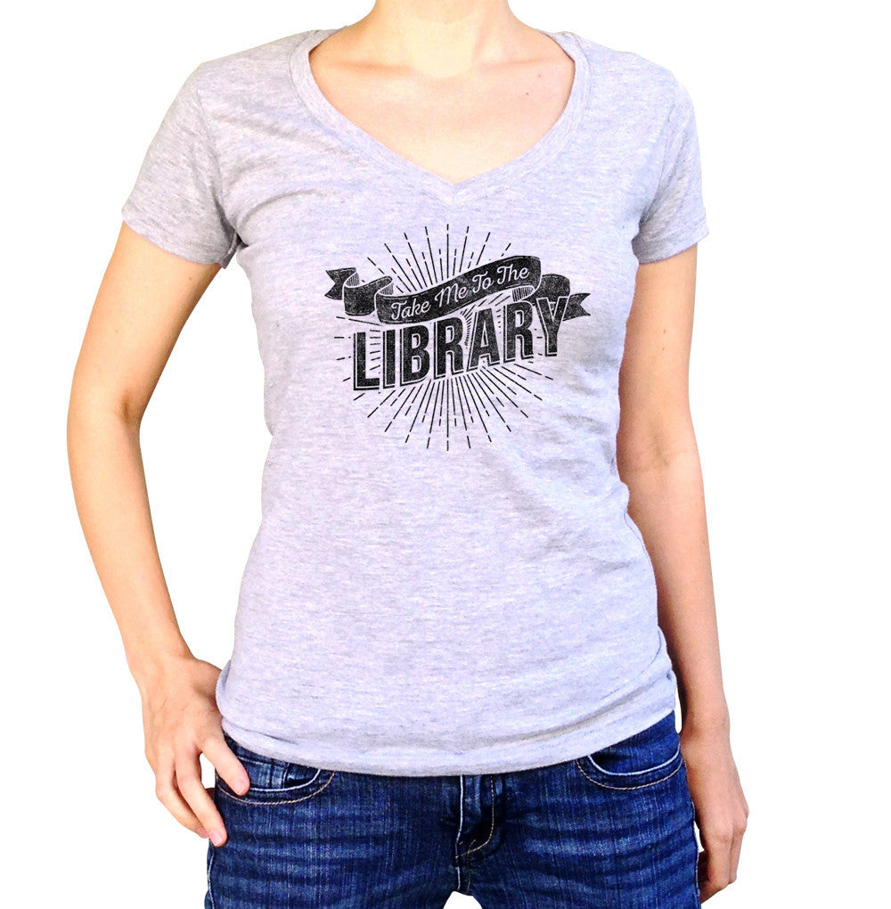 Women's Take Me To The Library Vneck T-Shirt