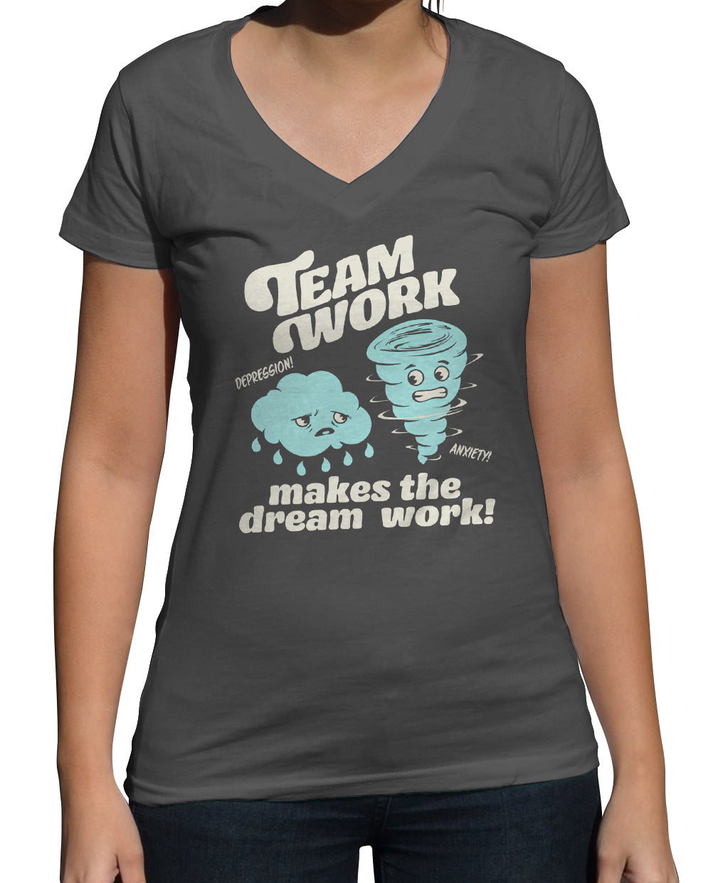 Women's Team Work Makes the Dream Work Vneck T-Shirt