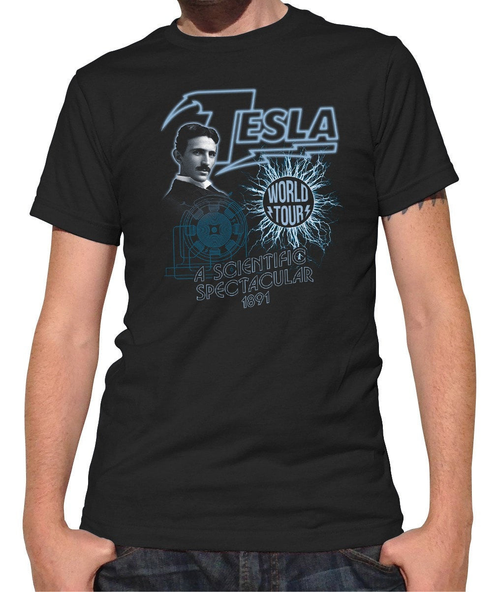 Men's Nikola Tesla World Tour T-Shirt Geeky Cool Science