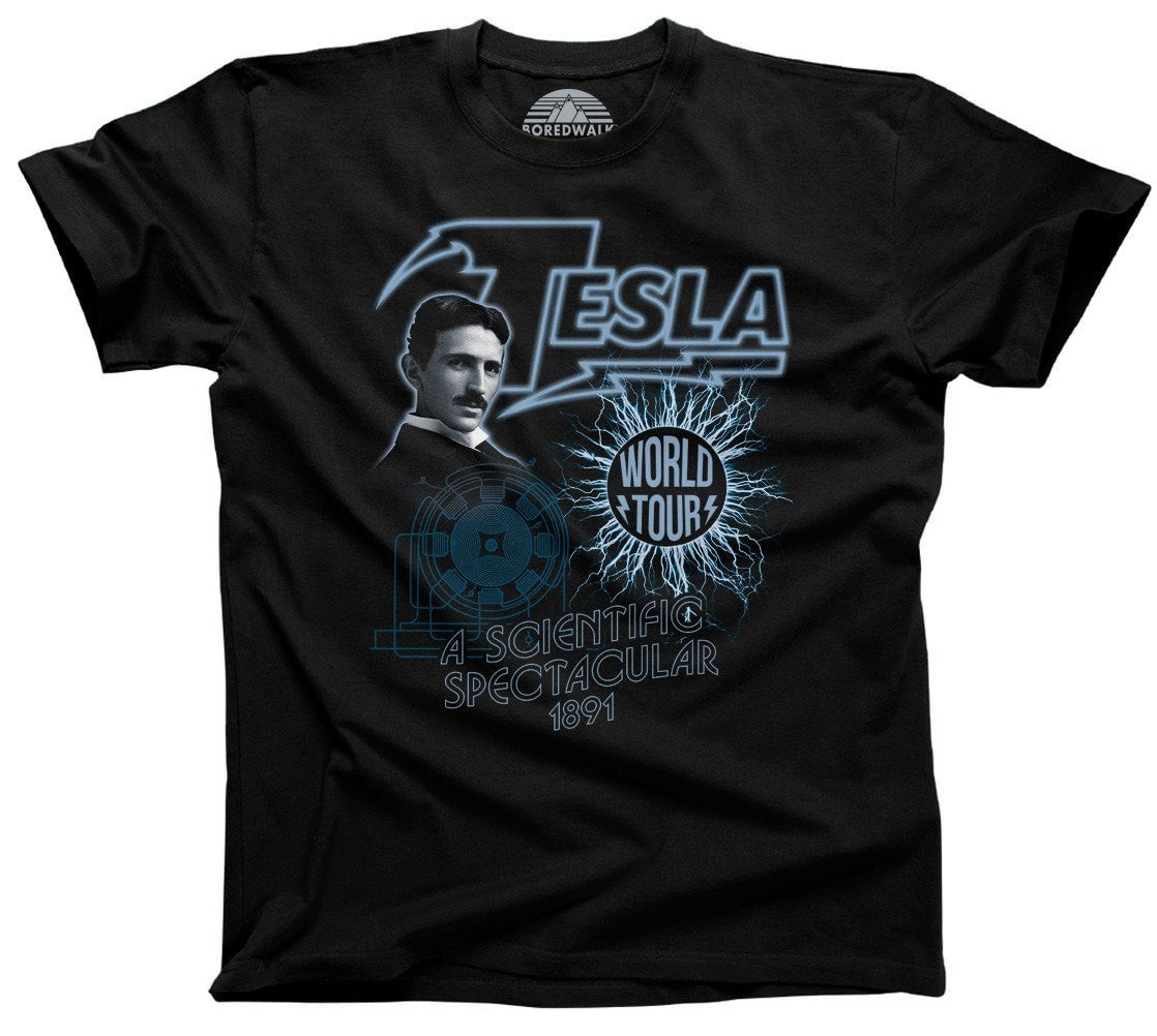 Men's Nikola Tesla World Tour T-Shirt Geeky Cool Science