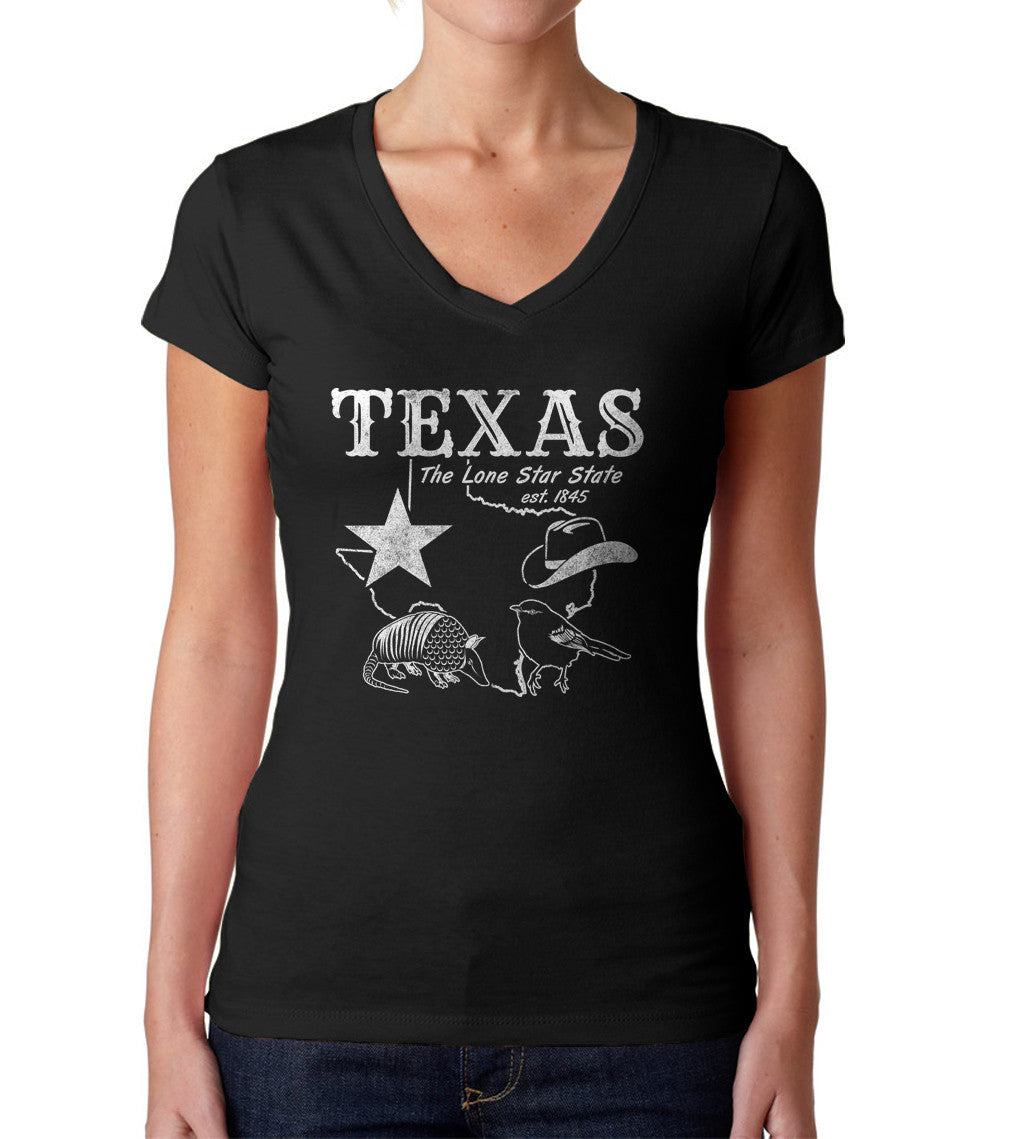 Women's Vintage Texas Vneck T-Shirt Dallas Houston San Antonio Austin