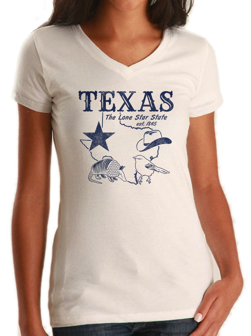 Women's Vintage Texas Vneck T-Shirt Dallas Houston San Antonio Austin