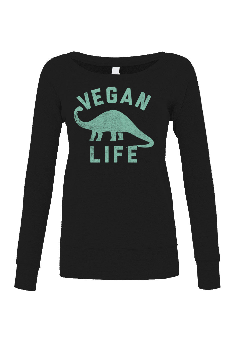 Women's Brontosaurus Vegan Life Scoop Neck Fleece - Funny Vegan Shirt