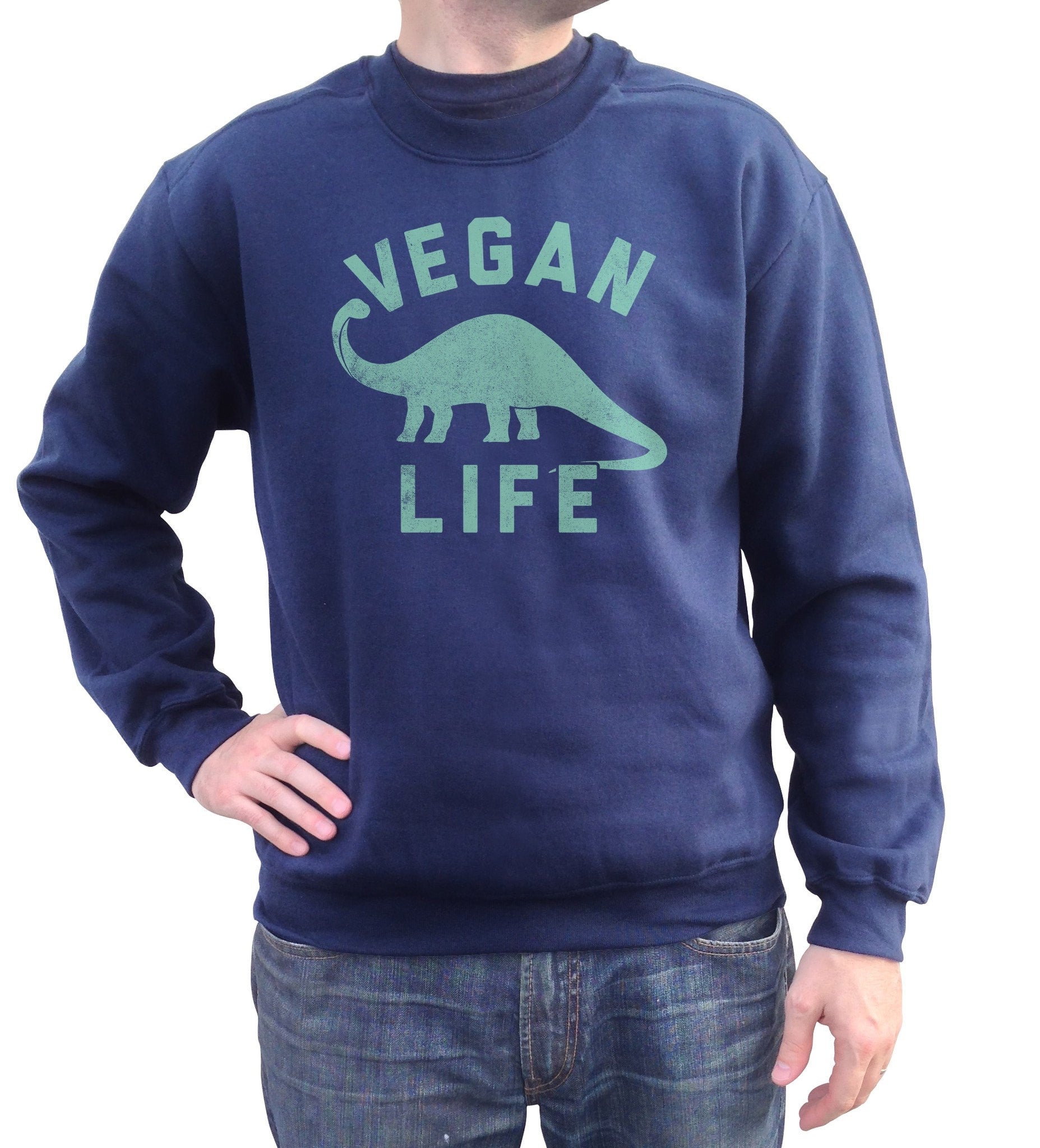 Unisex Brontosaurus Vegan Life Sweatshirt - Funny Vegan Shirt