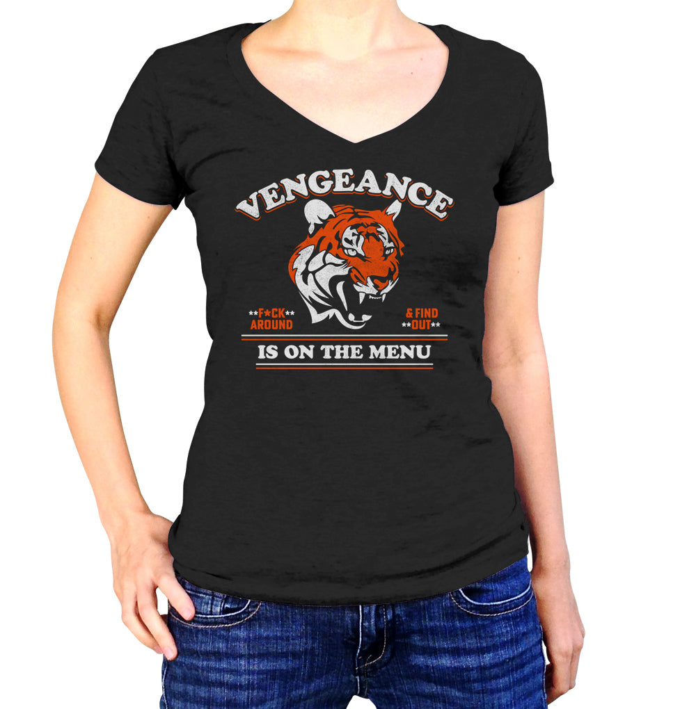 Women's Vengeance is On The Menu Vneck T-Shirt