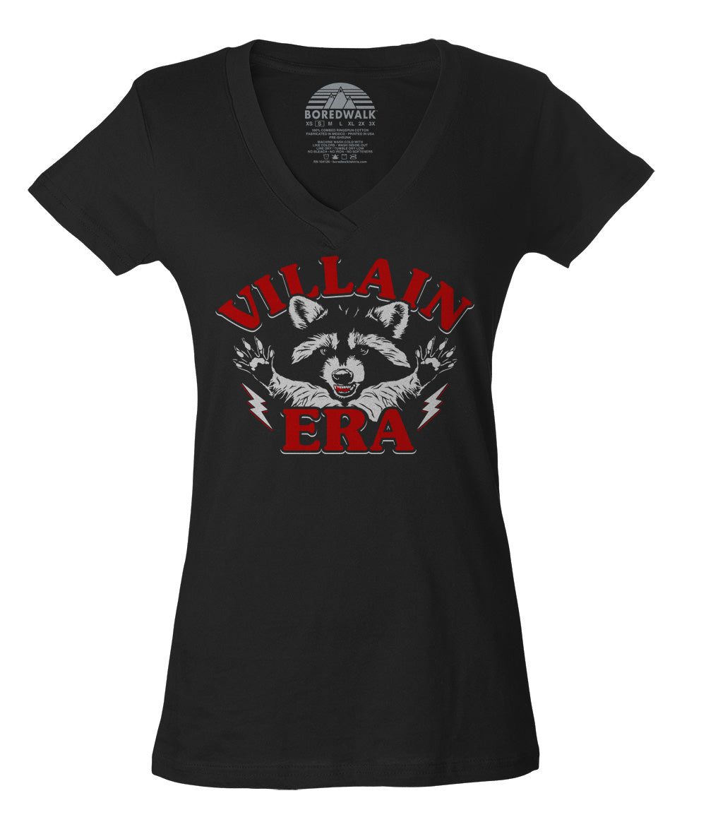 Women's Villain Era Raccoon Vneck T-Shirt