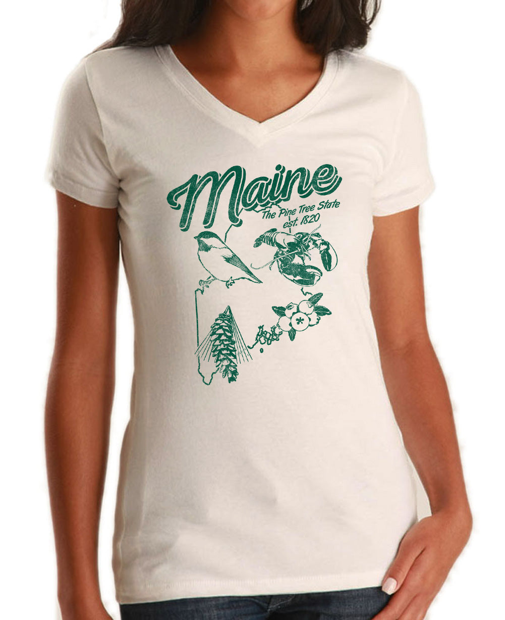 Women's Vintage Maine Vneck T-Shirt