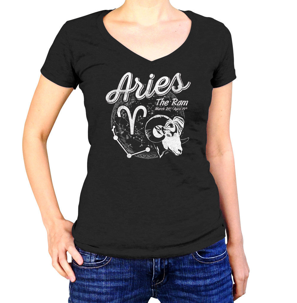 Women's Vintage Aries Vneck T-Shirt