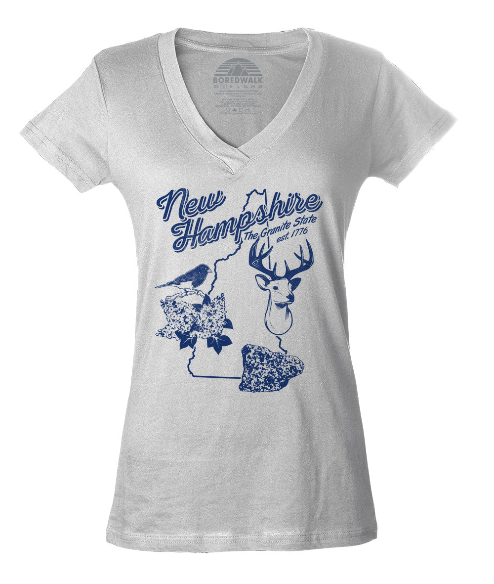 Women's Vintage New Hampshire Vneck T-Shirt