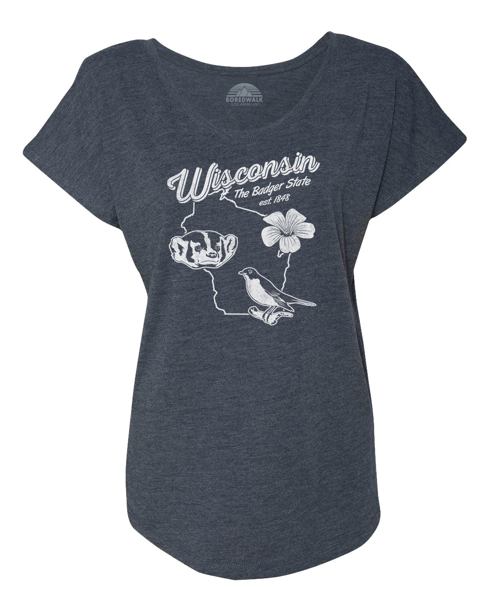 Women's Vintage Wisconsin State Scoop Neck T-Shirt