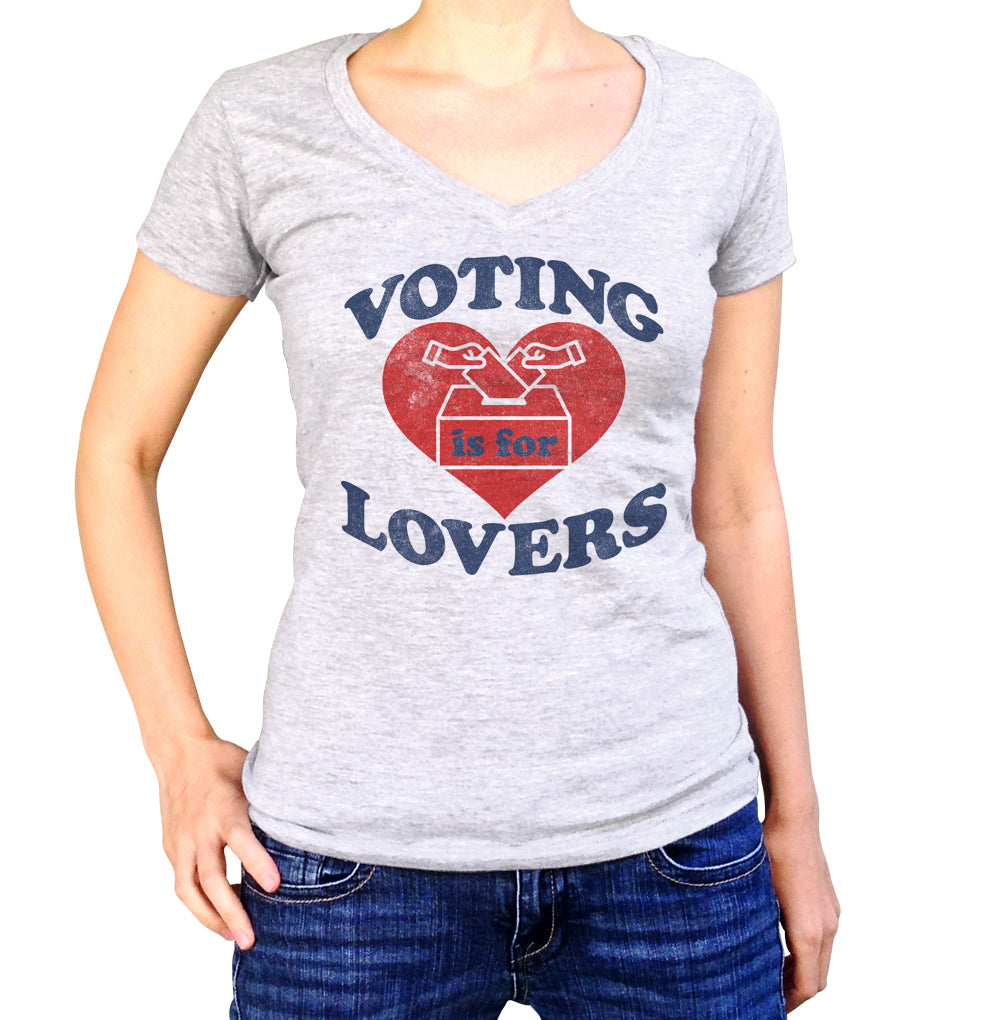 Women's Voting Is For Lovers Vneck T-Shirt