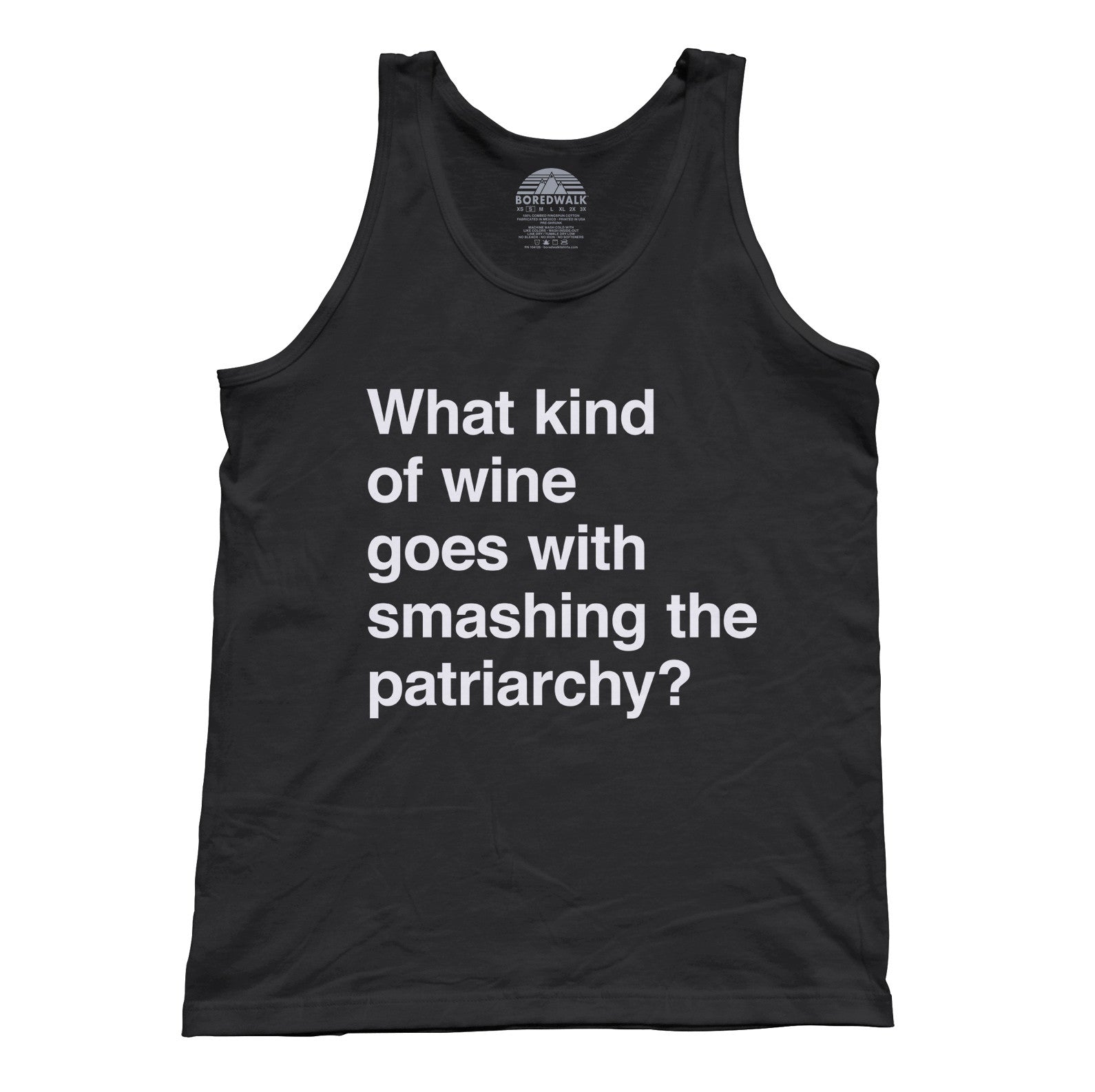 Unisex What Kind of Wine Goes with Smashing the Patriarchy? Tank Top Funny Feminist Shirt