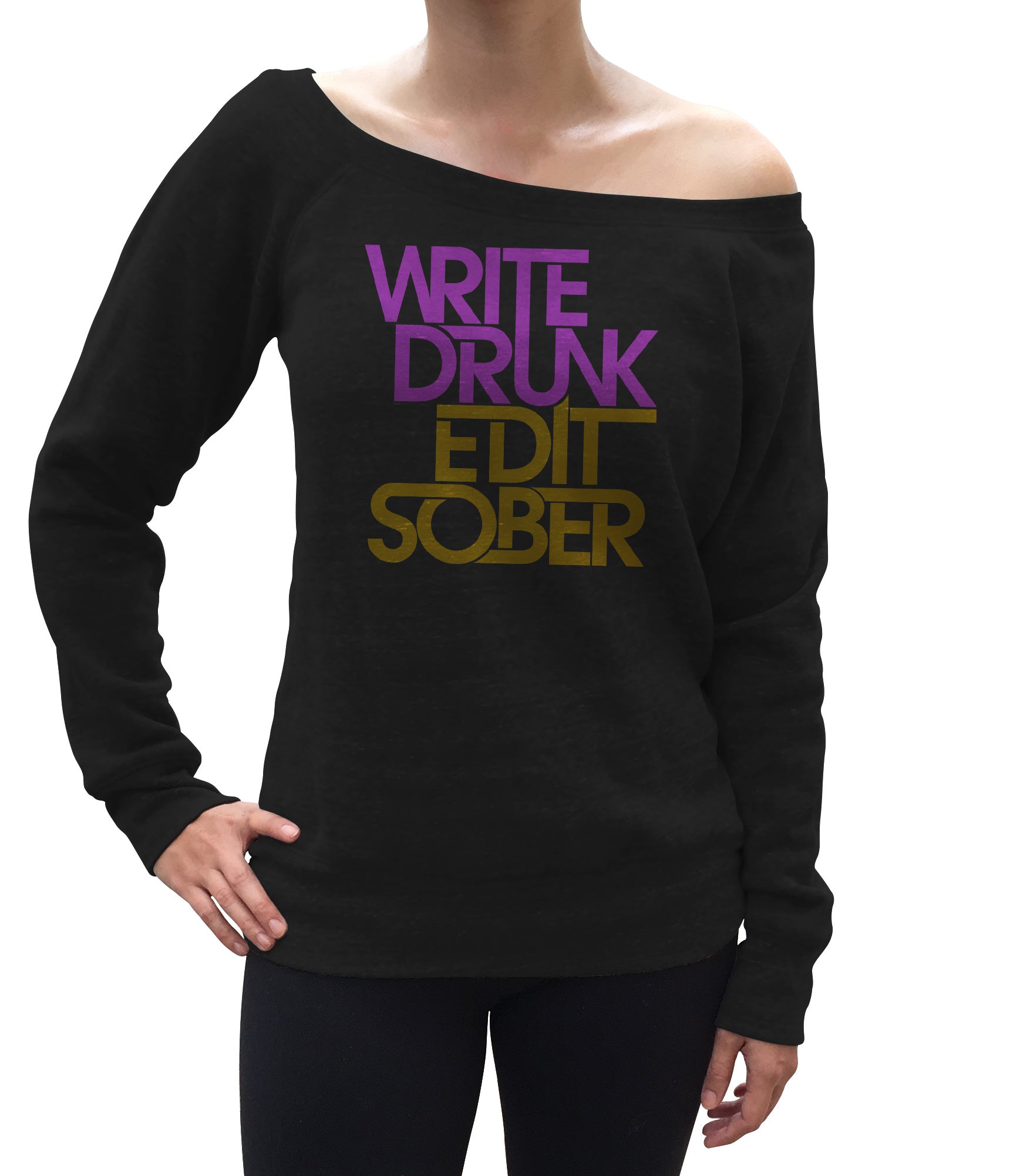 Women's Write Drunk Edit Sober Scoop Neck Fleece