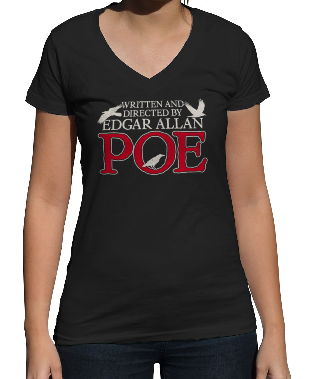 Women's Written and Directed by Edgar Allan Poe Vneck T-Shirt